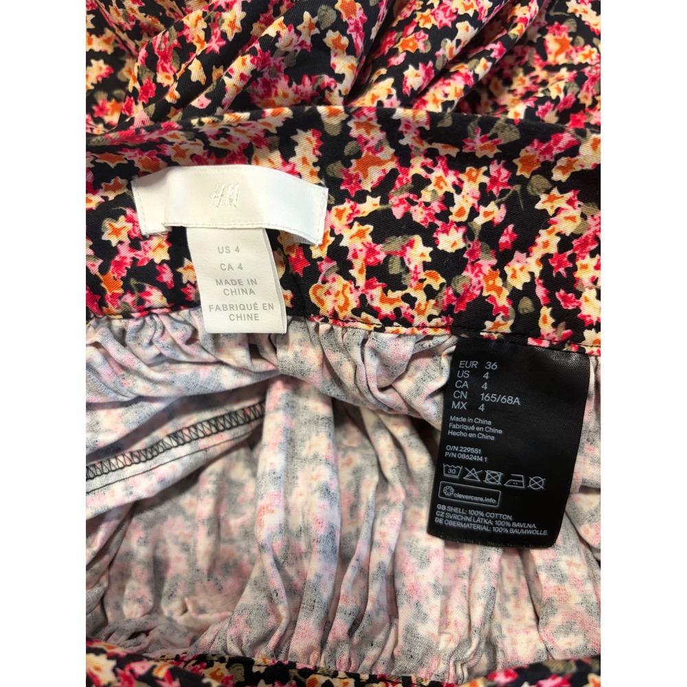 HM Cotton Midi floral Skirt High Waist Size 4 - Picture 6 of 7
